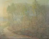 Clark S. Marshall, Impressionist Spring Landscape with Stream, Oil on canvas