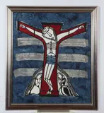 Sadao Watanabe, "Jesus on Cross", Color woodblock print on paper, signed, 38/80