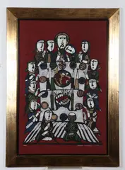 Sadao Watanabe, "The Last Supper", Color woodblock print on paper, signed, 44/80