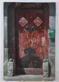 Wang Peikun, "Red Doors", Oil on canvas, signed and dated 2004