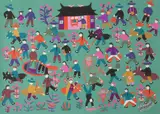 Qian Yinzhen, "Chuan Ma Deng", Pigment painted on paper, signed on the back