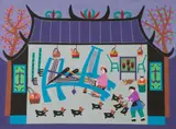 Yao Zhenzhu, "Weaving", Pigment painted on paper, signed on the back
