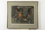 Graciela Rodo Boulanger, Two Girls in Horse Drawn Cart, Color lithograph