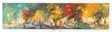 B. Nzibu, Stylized Figures in Landscape, Oil on board in "as is" condition