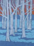 Tom Yanosky, Birches at Dusk, Acrylic on linen canvas.