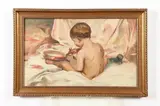 Enfant with Tambourine by American School, ENFANT WITH TAMBOURINE, oil on panel, sold Sep 2017