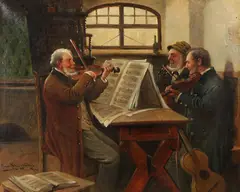 Rudolf Klingsbögl, Violinists at Practice, Oil on canvas