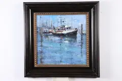 Mike Wise, Harbor Scene, Oil on canvas