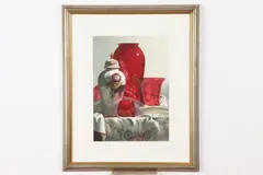 Michael J. Weber, RUBY GLASS WITH LIMOGES and STILL LIFE WITH PITCHER AND CHERRIES: TWO WORKS, each signed lower left corner, Watercolor