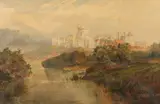 F. Henderson, Landscape Windsor Castle in Distance, Oil on canvas in "as is" condition