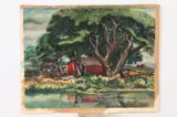 Warren Hunter, Farm Along the Creek, Watercolor