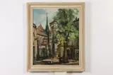 French School, French Street Scene, Oil on canvas