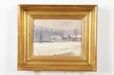 French School, Village in Snow, VILLAGE IN SNOW, oil on panel.