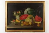 French School, Tabletop Still Life with Watermelon, TABLETOP STILL LIFE WITH WATERMELON, oil on canvas