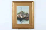 Frank Edward Johnson, Harbor Scene, Watercolor