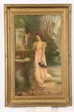 C. Briand, Maiden at the Well, Oil on canvas