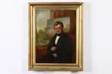 Gentleman Artist at Easel with Palette by Continental School, GENTLEMAN ARTIST AT EASEL WITH PALETTE, oil on canvas laid on board, sold Sep 2017