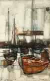 Jean Pierre Rousseau, Harbor Scene, Oil on canvas
