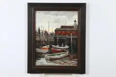 Arnold Whitman Knauth, Harbor Scene, Oil on board