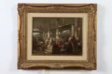 Jean-Baptiste Jules Trayer, Indoor Market Scene, Oil on panel