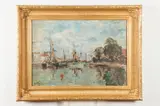 Harbor View by Edmond Marie Petitjean, OIl on canvas, sold Sep 2017