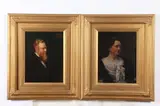 Charles Courtney Curran, Portraits of Anderson and Emily Fowler: Pair, Oil on board and oil on canvas
