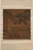 Qiu Ying, Lady in Sedan Chair, Ink and color on silk scroll, signed and sealed; painted to
