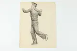Allyn Cox, Study for Running Civil War Sailor, STUDY FOR RUNNING CIVIL WAR SAILOR, charcoal on paper