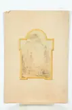 Allyn Cox, Study of Capriccio in Cartouche, Watercolor on cardboard.
