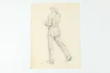 Allyn Cox, Early Study for Union Civil War Soldier Preparing to Fire Rifle, Charcoal on paper
