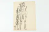 Allyn Cox, Two Naked Men Leaning on Each Other ( Masonic Memorial ), Two Naked Men Leaning on Each Other ( Masonic Memorial ), - charcoal on paper, approx 24 by 18 inches