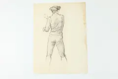 Study for Sailor Steering Sloop by Allyn Cox, STUDY FOR SAILOR STEERING SLOOP, charcoal on paper, offered Nov 2017