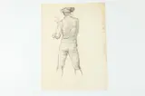 Allyn Cox, Study for Sailor Steering Sloop, STUDY FOR SAILOR STEERING SLOOP, charcoal on paper