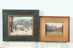 Samuel Pratt, SNOW SCENE and DISTANT CASTLE: TWO WORKS, each signed, Heightened prints in oil