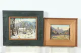 Samuel Pratt, SNOW SCENE and DISTANT CASTLE: TWO WORKS, each signed, Heightened prints in oil