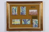 Guillem Bergnes i Soler, ENSAYOS EN COLOR, six small paintings framed as one, Oil on board