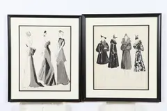 Sally Easton, Untitled, EVENING DRESSES and FUR COATS: TWO FASHION ILLUSTRATIONS, each signed in pencil in lower right and numbered