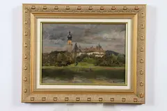 Max Rabes, Landscape Along River, Oil on panel
