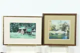 Shirley Cleary, FLY FISHING and GREEN WAGON: TWO WORKS, each signed lower right, Gouache on board