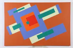 Composition by Tom Yanosky, Italian paper collage over acrylic on canvas., offered Nov 2017