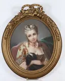 French School, Young Woman with King Charles Spaniel, YOUNG WOMAN WITH KING CHARLES SPANIEL, pastel