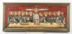 Efren Ordoñez, Ultima Cena, Mixed media on panel