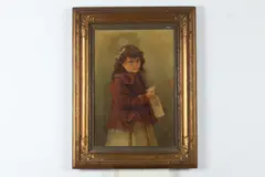 Karl Witkowski, Portrait of Girl with Bow, Oil on canvas
