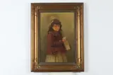 Karl Witkowski, Portrait of Girl with Bow, Oil on canvas