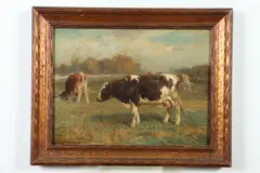 William Henry Howe, Cows Grazing in Field, Oil on canvas