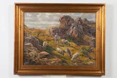 Carl Budtz-Møller, Sheep Grazing, Oil on canvas