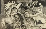 James Strombotne, Nude Figures, Charcoal and ink