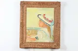 Mary Beich, Young Girl in Floral Hat by the Shore, Oil on canvas