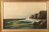 Frederick Theodore Weber, Rocky Coastline, Oil on board
