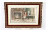 Leon Moran, Asleep by the Fire, Watercolor